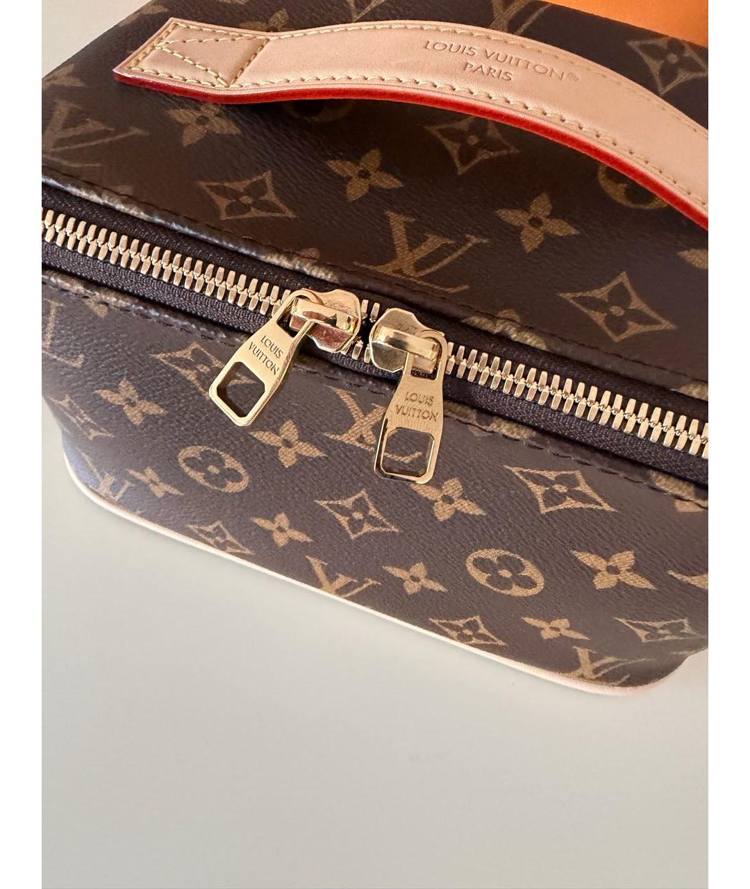 LOUIS VUITTON Коричневая косметичка из канвы, фото 4