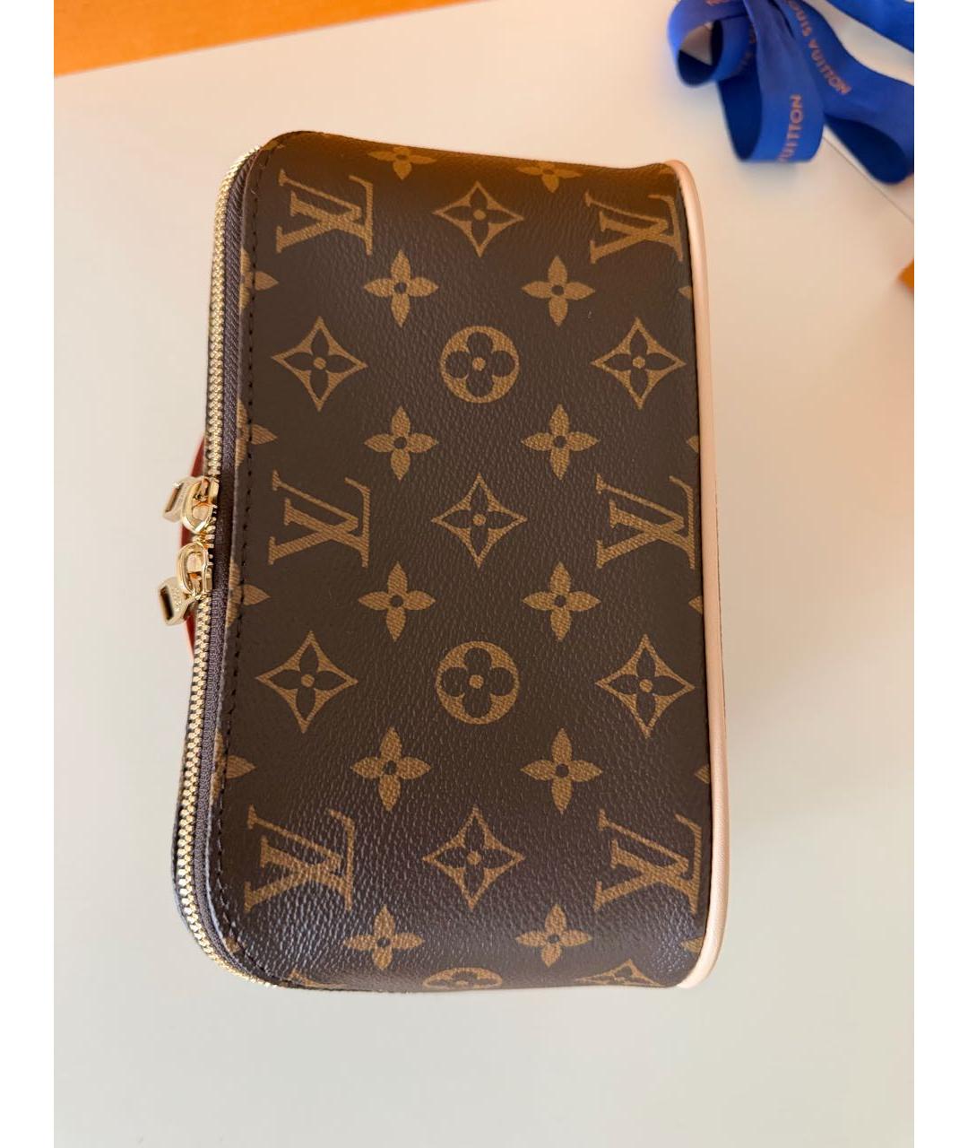 LOUIS VUITTON Коричневая косметичка из канвы, фото 3