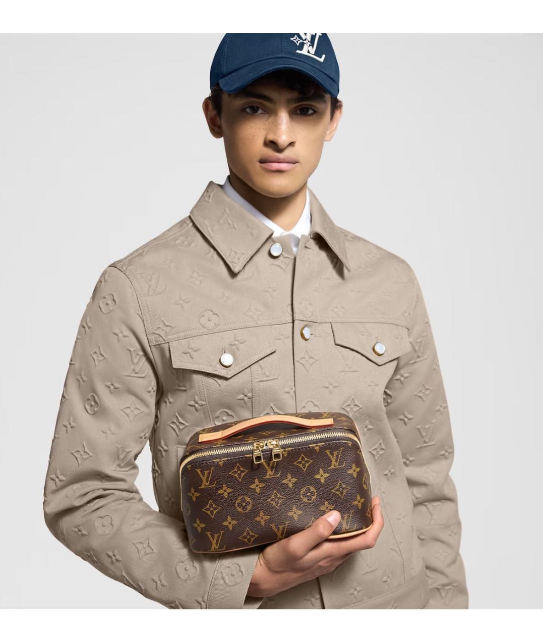 LOUIS VUITTON Коричневая косметичка из канвы, фото 8