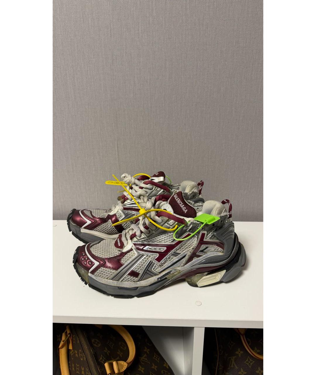 BALENCIAGA Бордовые низкие кроссовки / кеды, фото 2