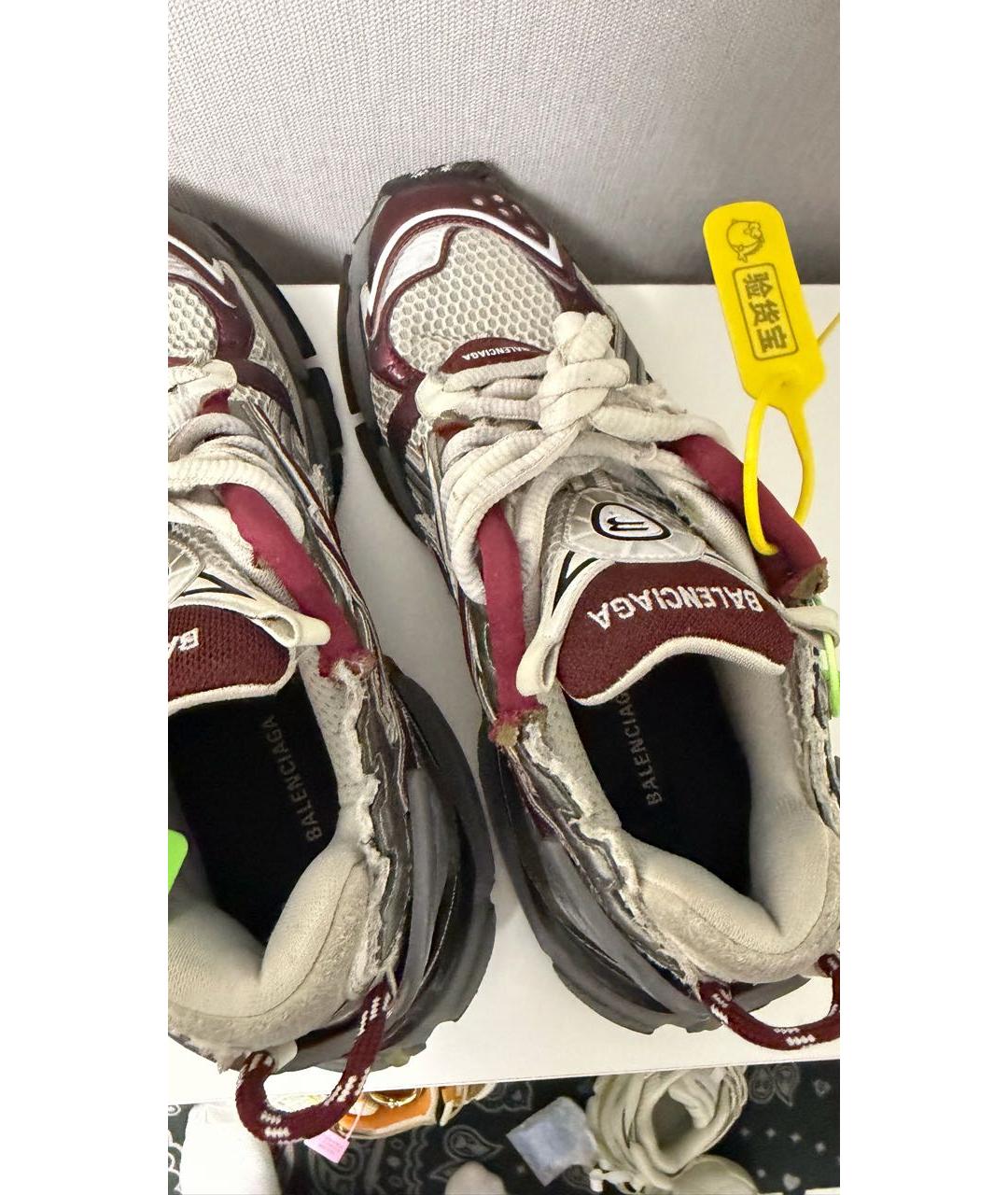 BALENCIAGA Бордовые низкие кроссовки / кеды, фото 3