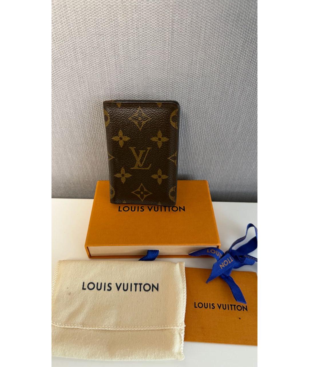 LOUIS VUITTON Коричневый кожаный кардхолдер, фото 2