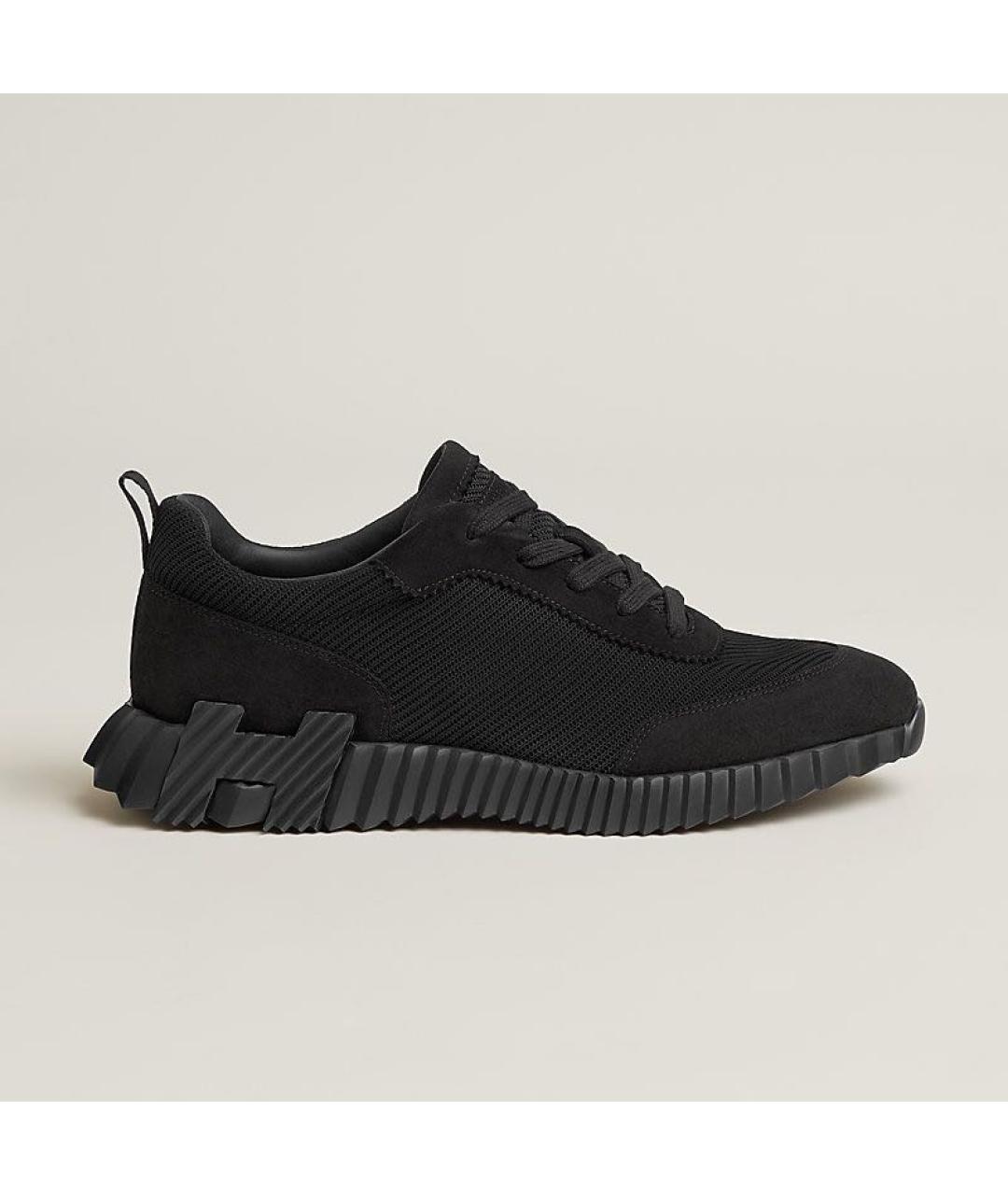 HERMES Черные текстильные низкие кроссовки / кеды, фото 7