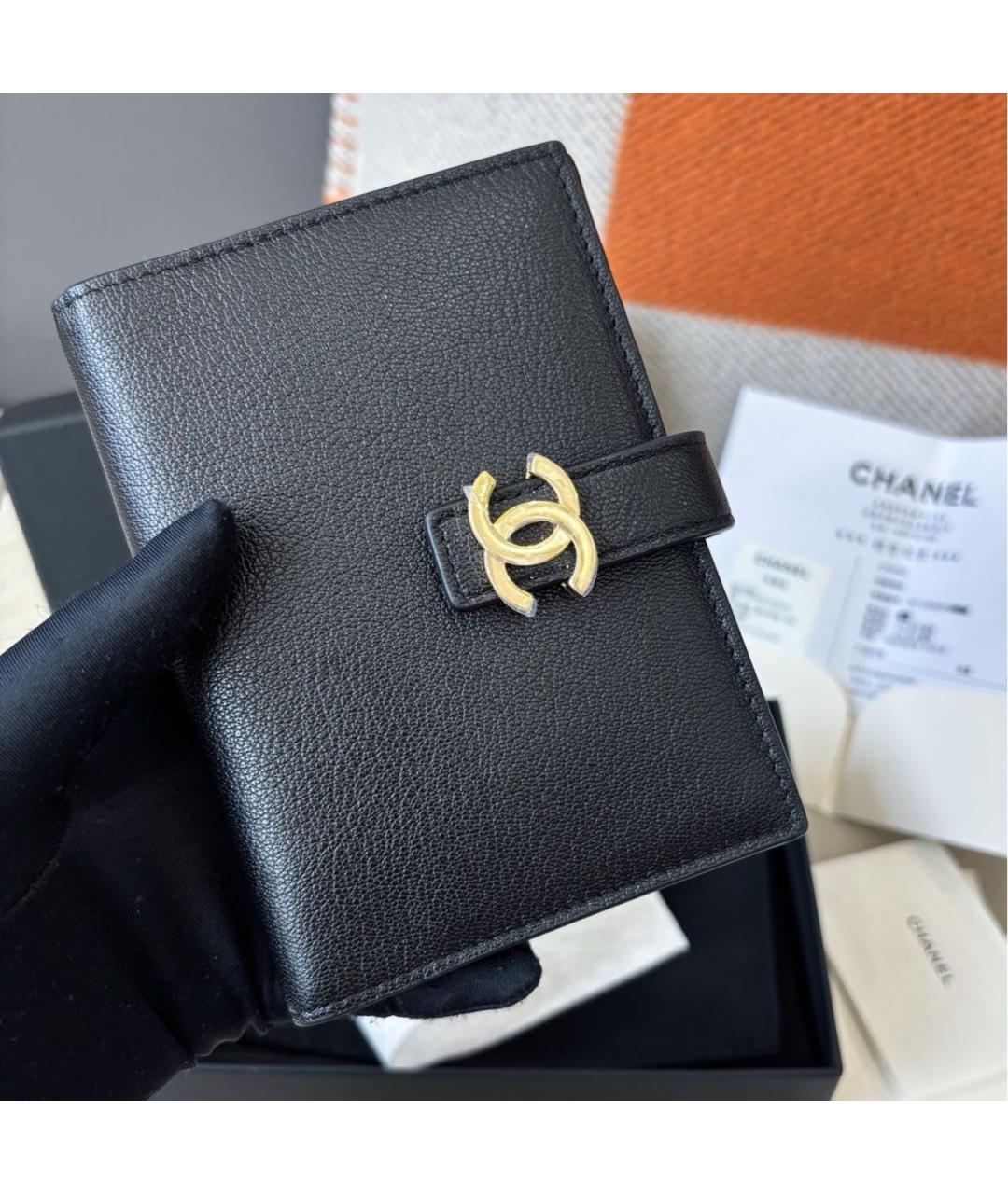 CHANEL Черный кожаный кошелек, фото 2