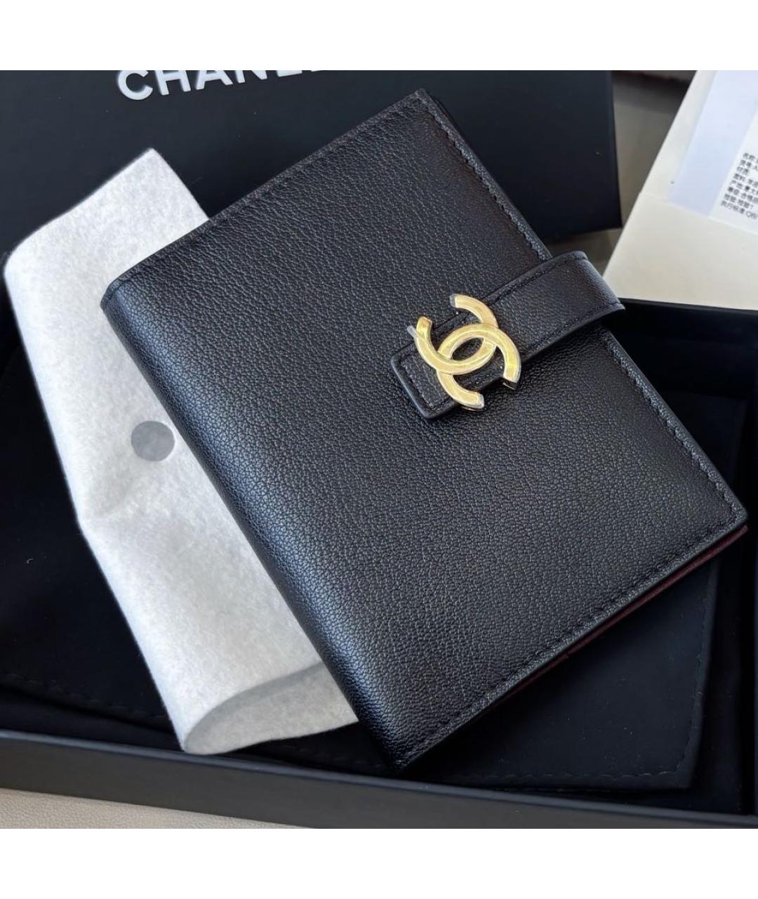 CHANEL Черный кожаный кошелек, фото 6