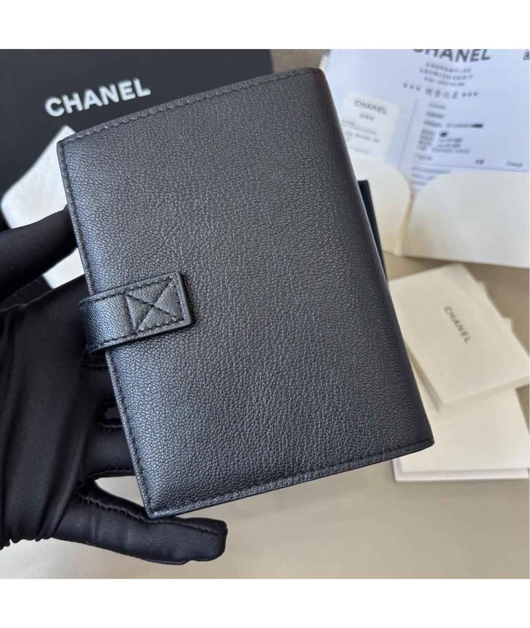 CHANEL Черный кожаный кошелек, фото 3