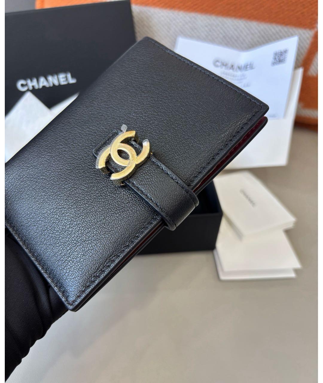 CHANEL Черный кожаный кошелек, фото 4