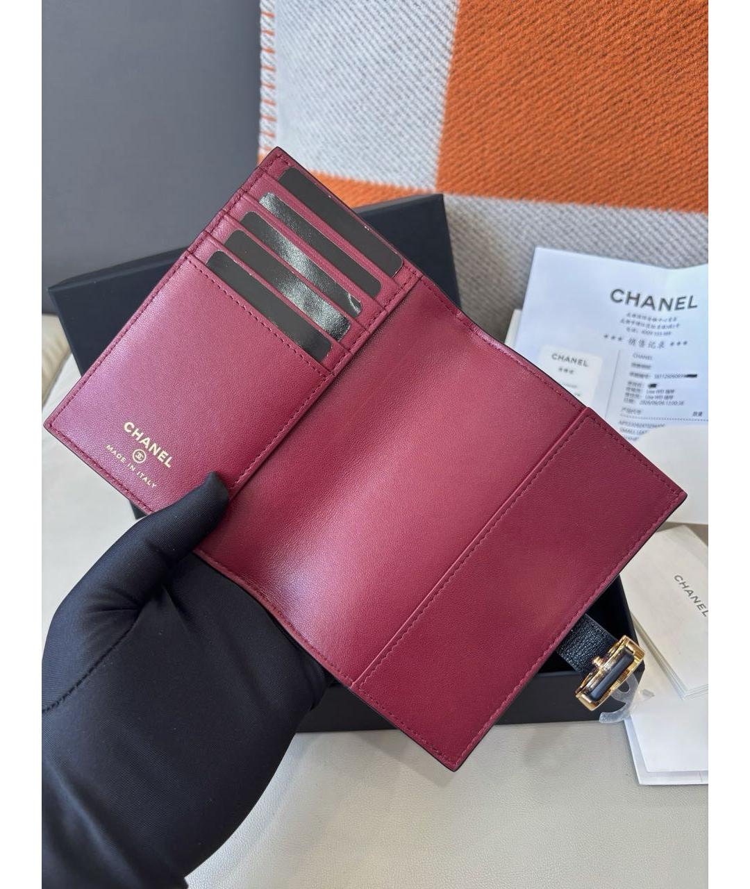 CHANEL Черный кожаный кошелек, фото 5