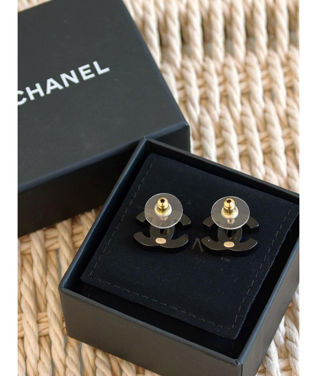 CHANEL Черные серьги, фото 2