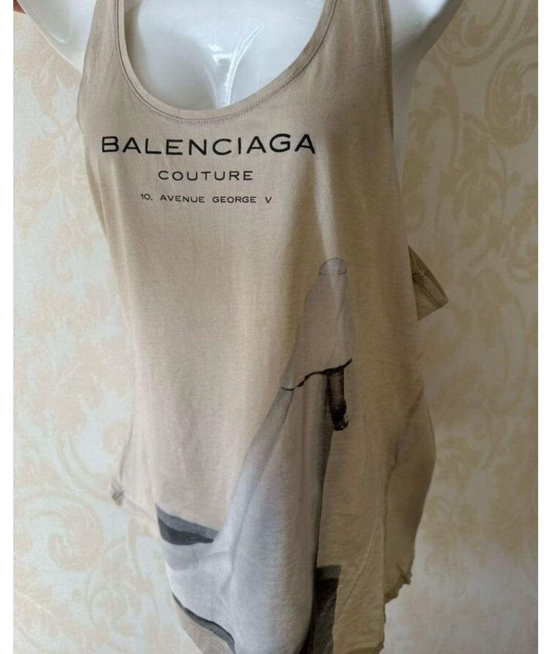 BALENCIAGA Бежевая хлопковая майка, фото 5