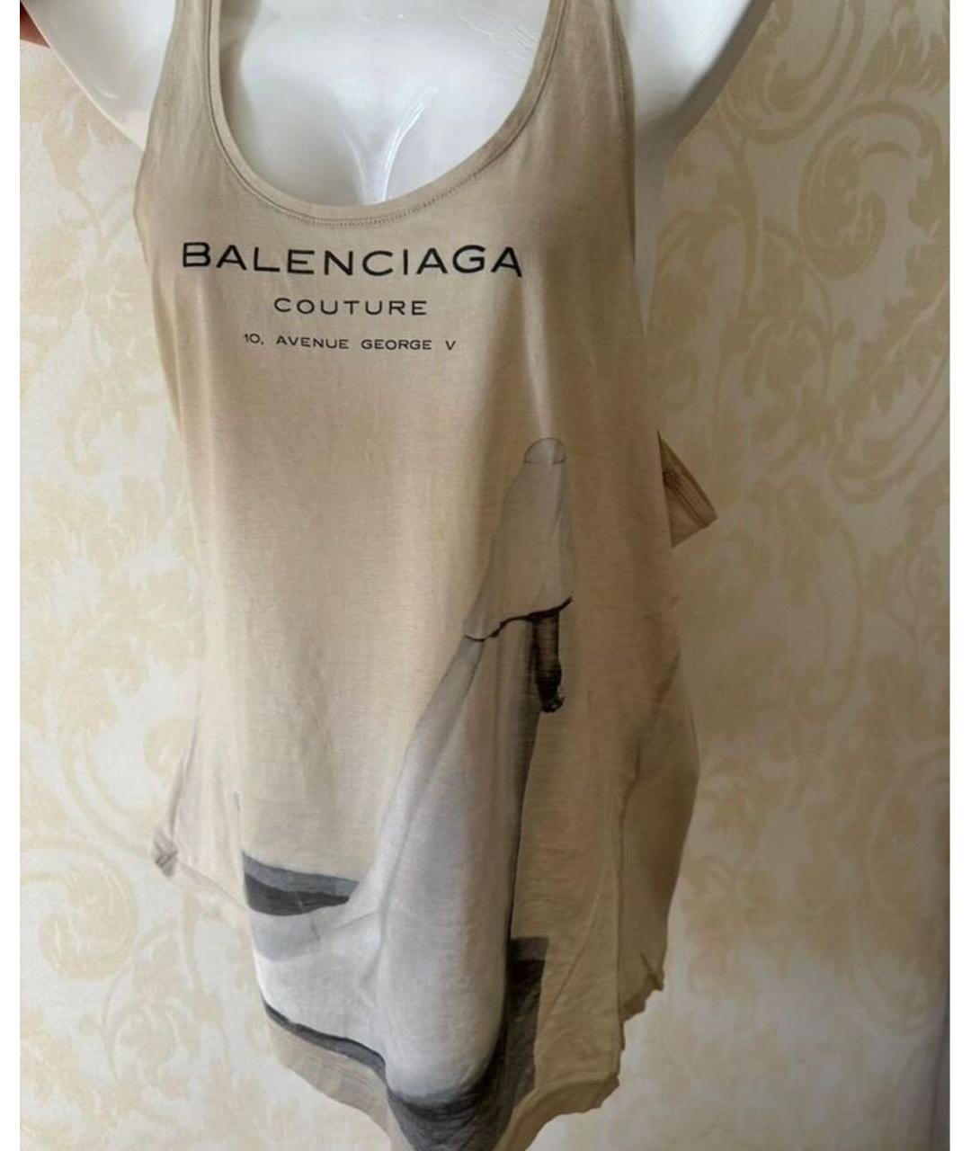 BALENCIAGA Бежевая хлопковая майка, фото 6