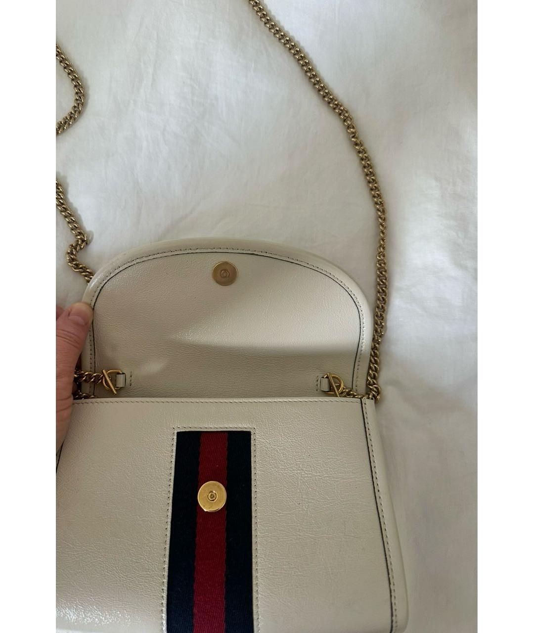GUCCI Белая кожаная сумка через плечо, фото 3