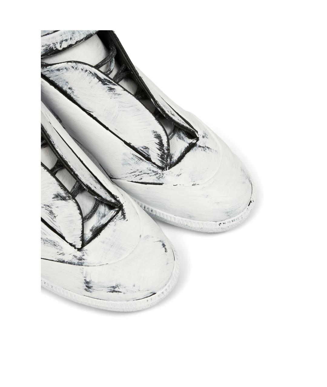 MAISON MARGIELA Белые кожаные высокие кроссовки / кеды, фото 4