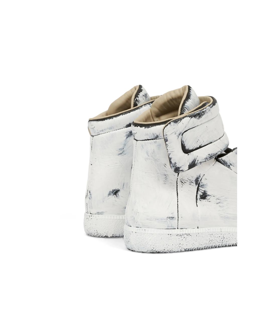 MAISON MARGIELA Белые кожаные высокие кроссовки / кеды, фото 2