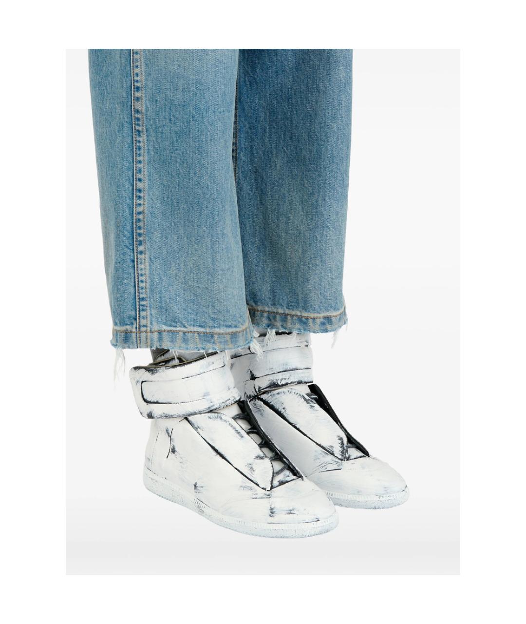 MAISON MARGIELA Белые кожаные высокие кроссовки / кеды, фото 5