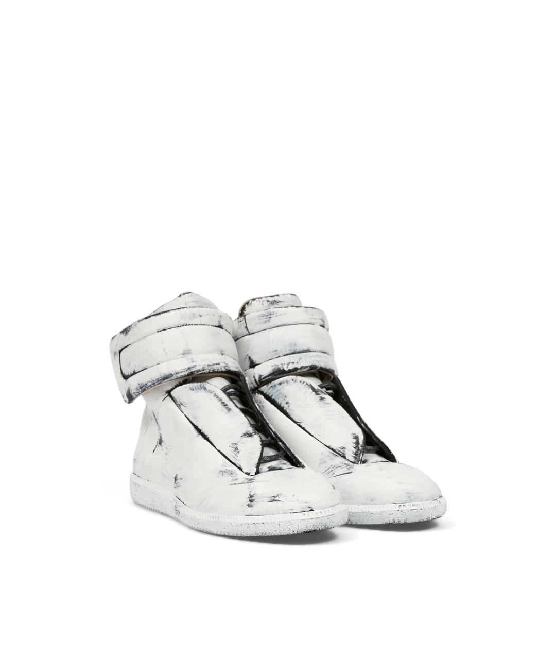MAISON MARGIELA Белые кожаные высокие кроссовки / кеды, фото 3