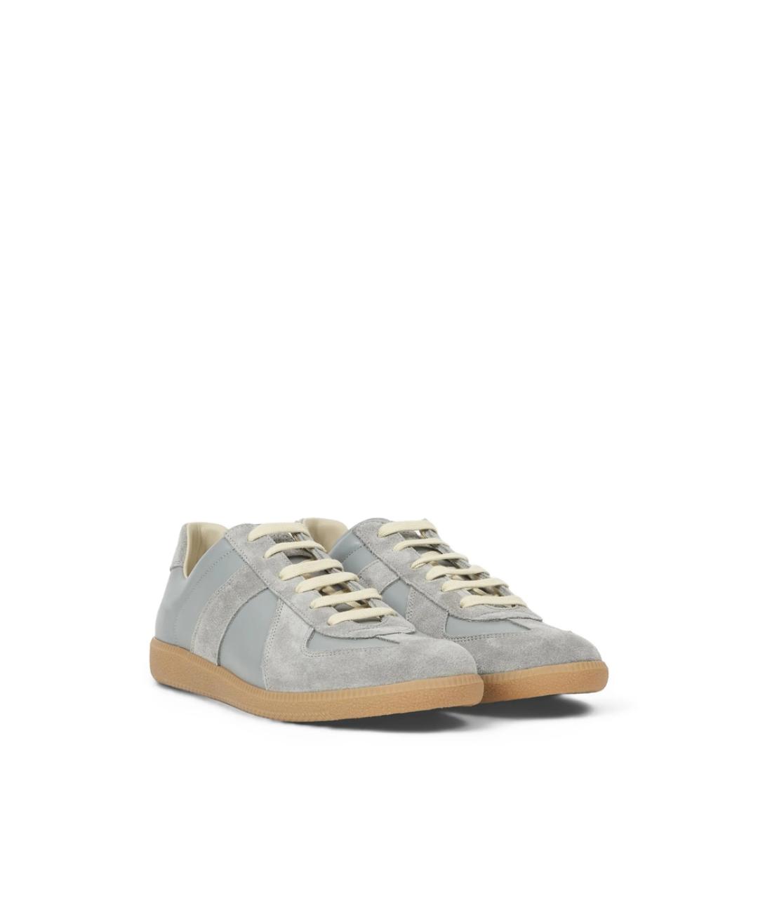 MAISON MARGIELA Голубые кожаные низкие кроссовки / кеды, фото 2