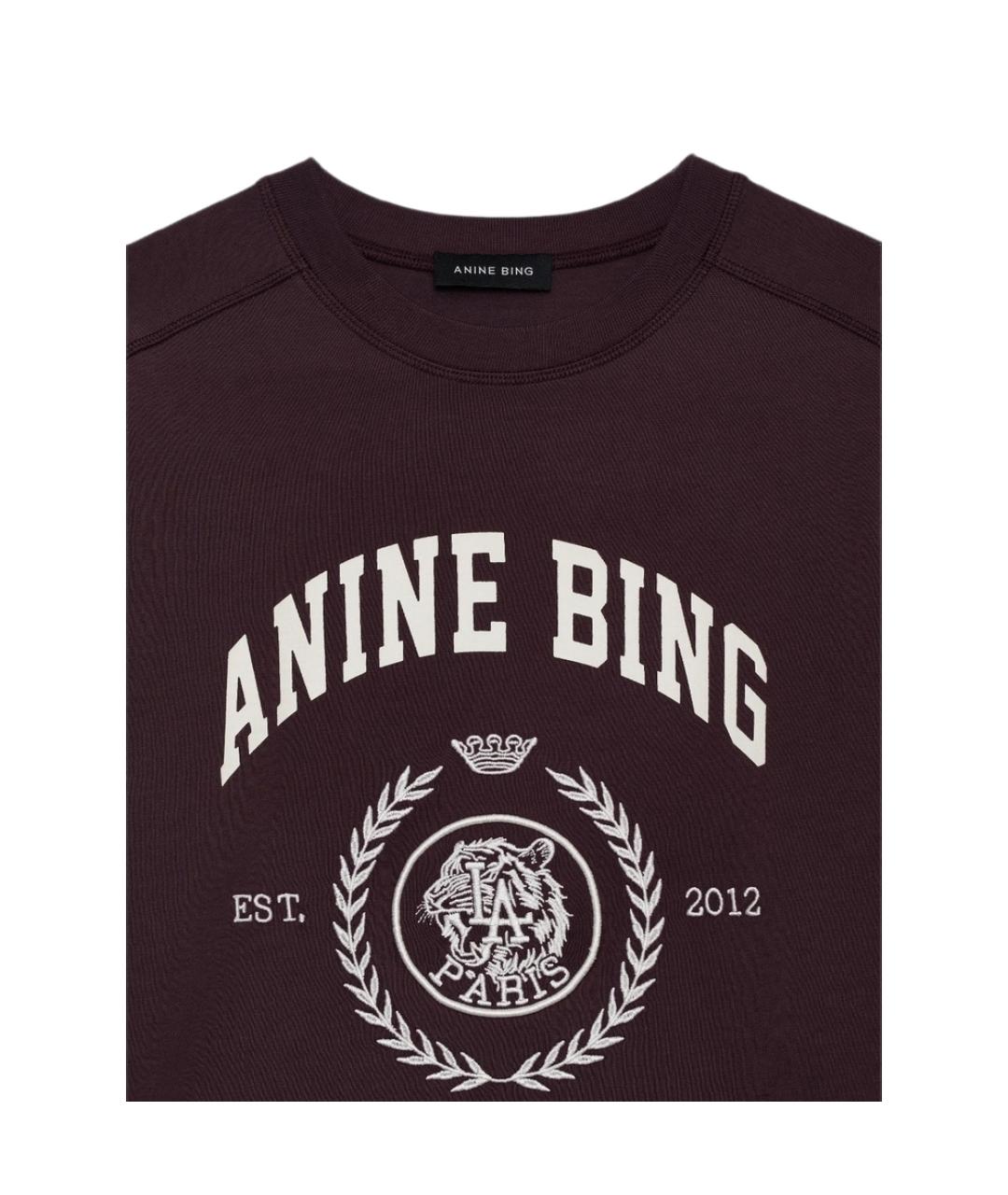 ANINE BING Бордовая хлопковая футболка, фото 2