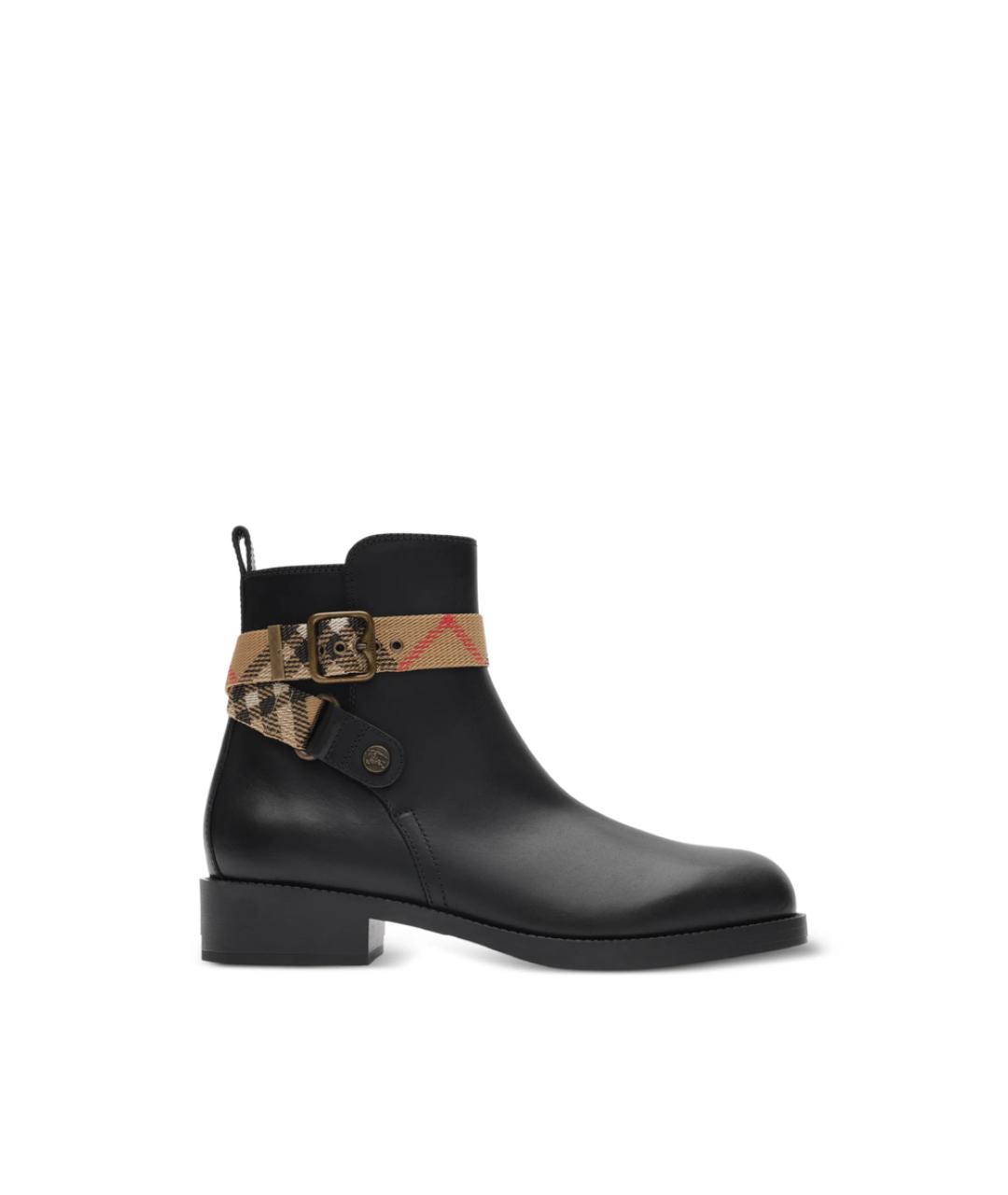 BURBERRY Черные кожаные ботинки, фото 1
