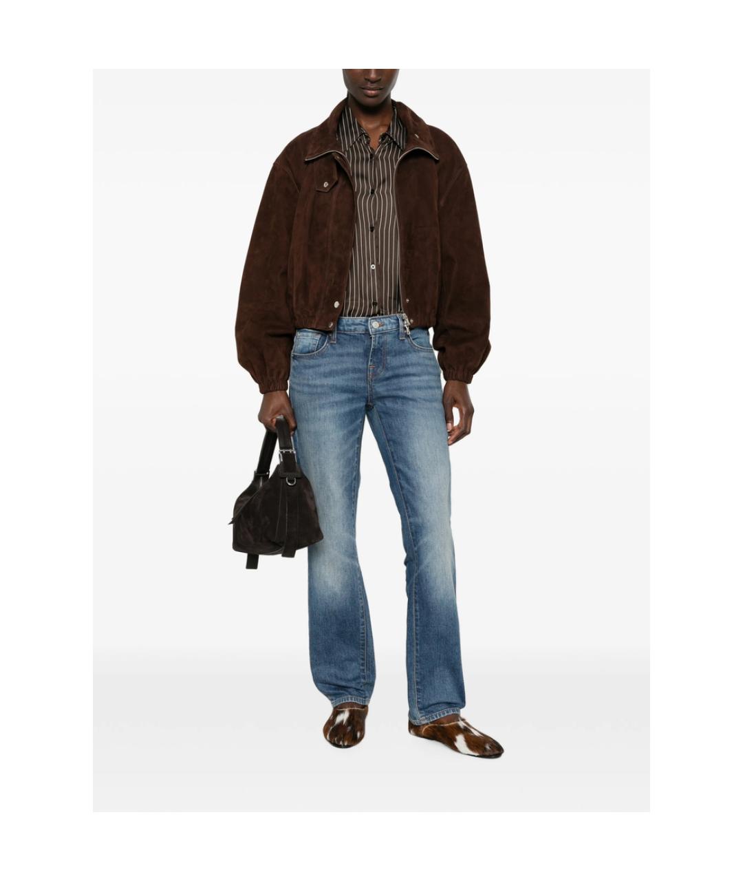 7 FOR ALL MANKIND Синие хлопковые прямые джинсы, фото 2