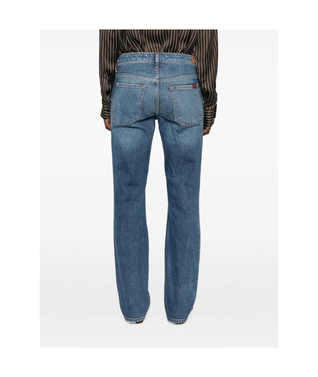 7 FOR ALL MANKIND Синие хлопковые прямые джинсы, фото 5