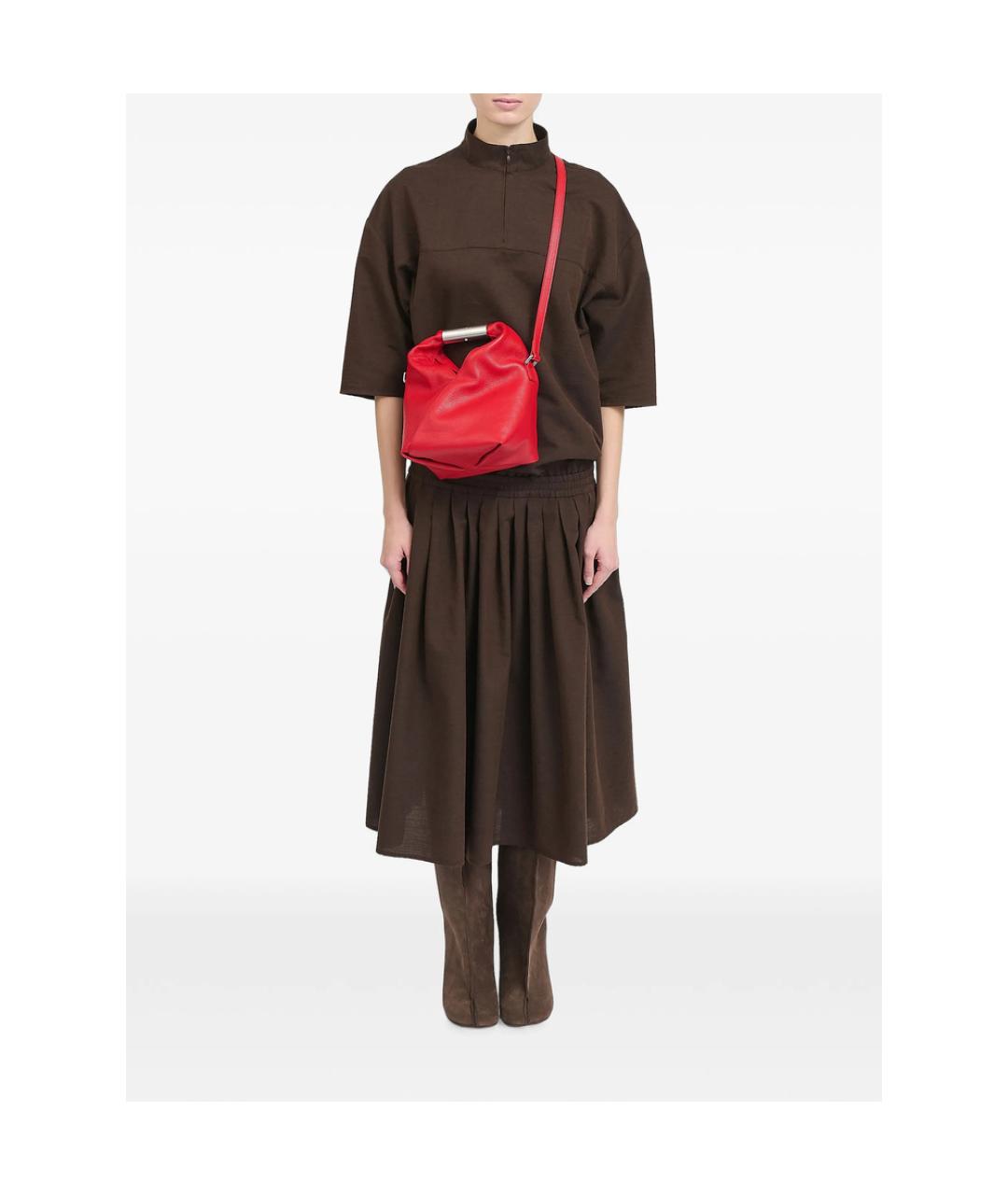 MM6 MAISON MARGIELA Красная кожаная сумка с короткими ручками, фото 3