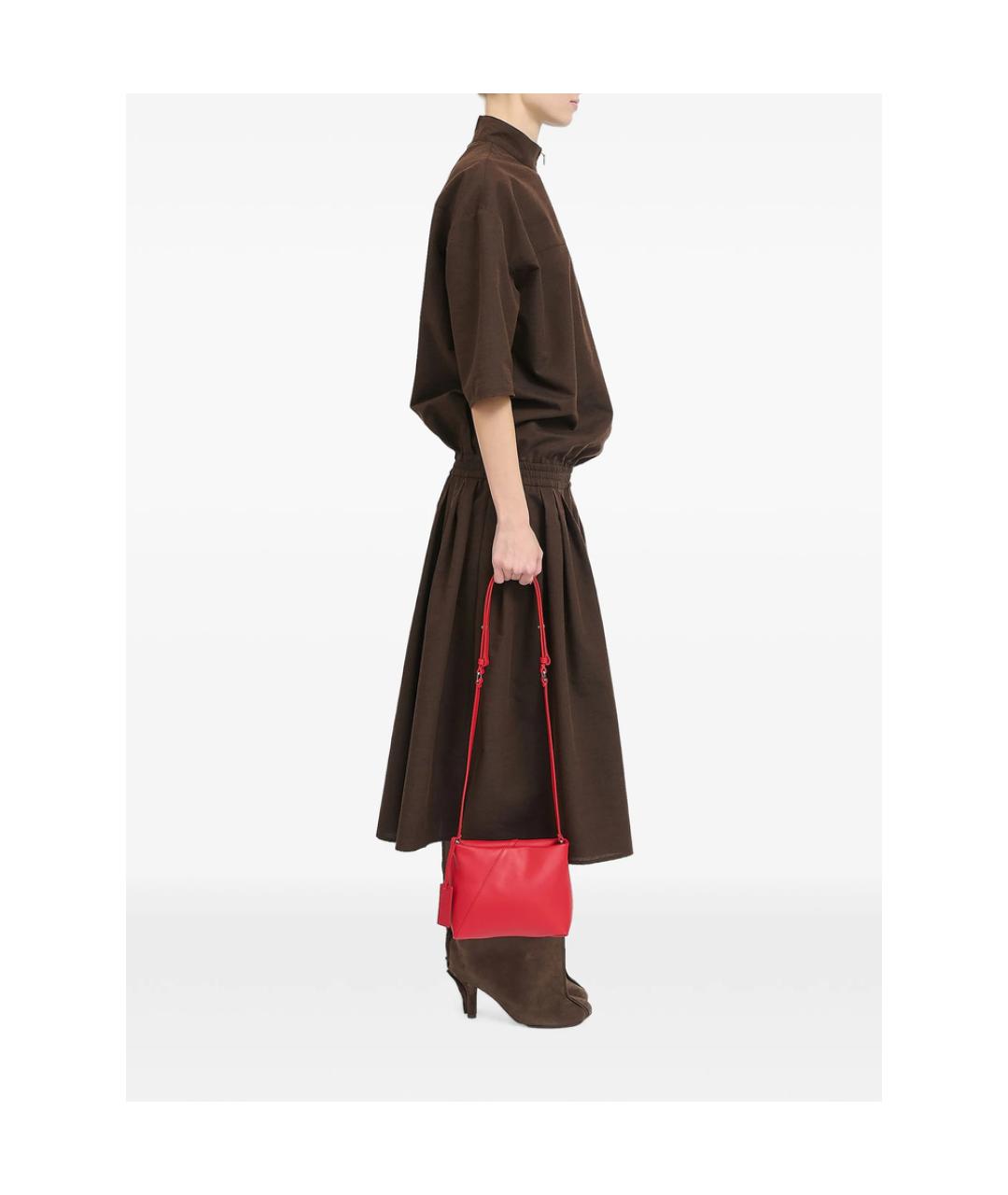 MM6 MAISON MARGIELA Красная кожаная сумка с короткими ручками, фото 4