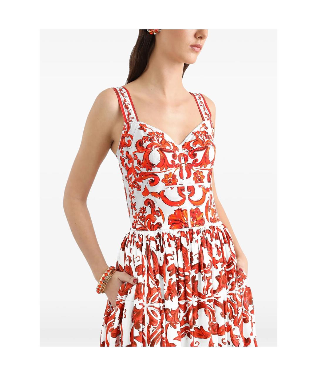 DOLCE&GABBANA Оранжевое хлопковое повседневное платье, фото 4