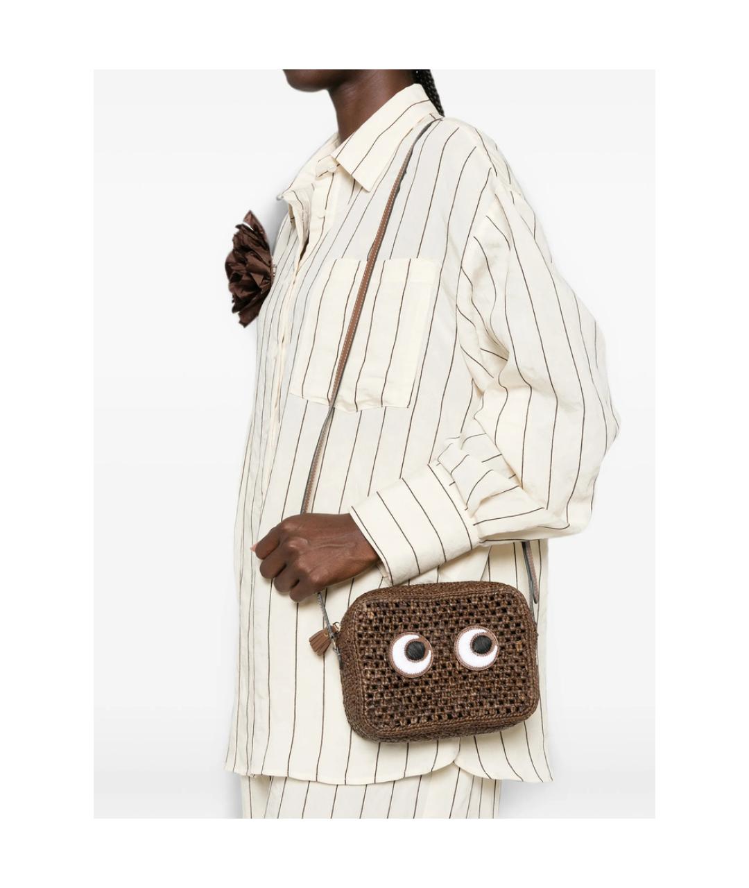 ANYA HINDMARCH Коричневая плетеная сумка через плечо, фото 5