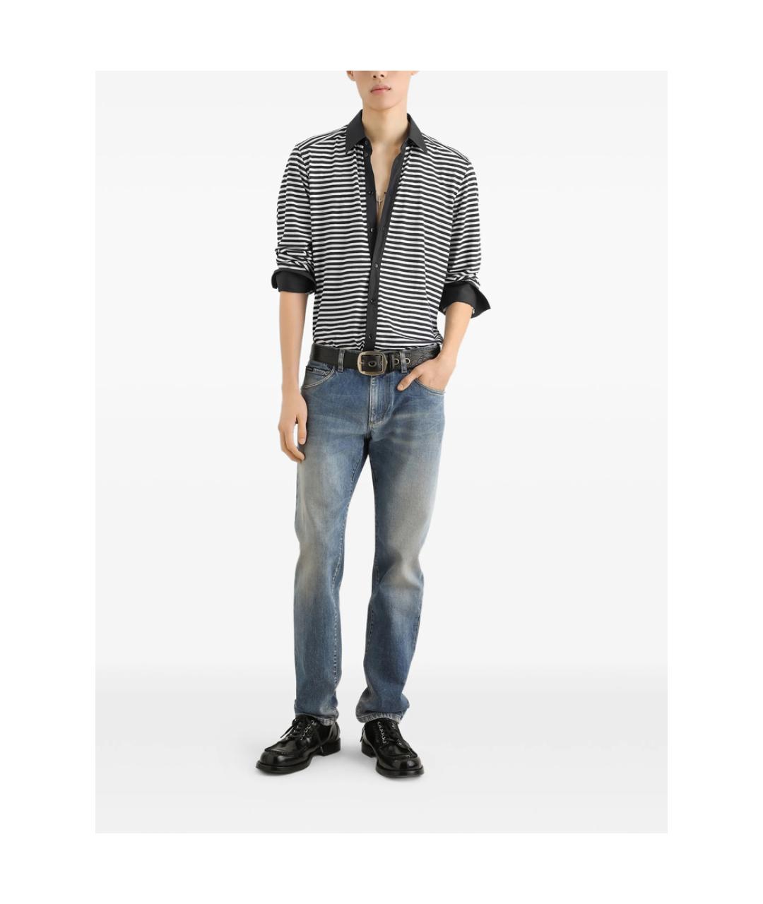 DOLCE&GABBANA Голубые хлопковые прямые джинсы, фото 4