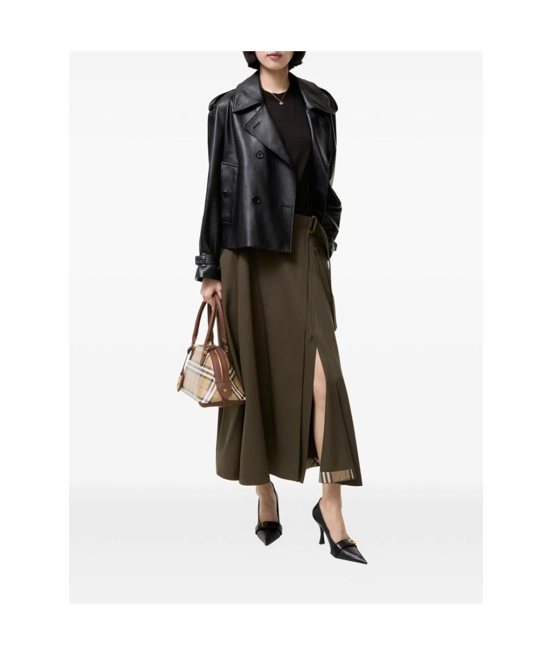 BURBERRY Коричневая хлопковая юбка миди, фото 3