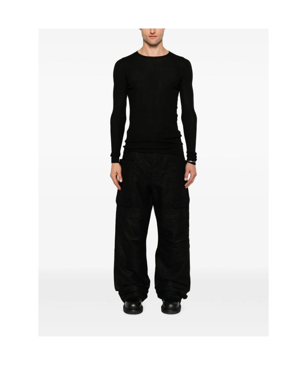 RICK OWENS Черные хлопковые повседневные брюки, фото 2
