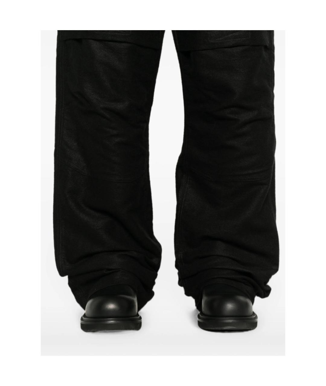 RICK OWENS Черные хлопковые повседневные брюки, фото 3