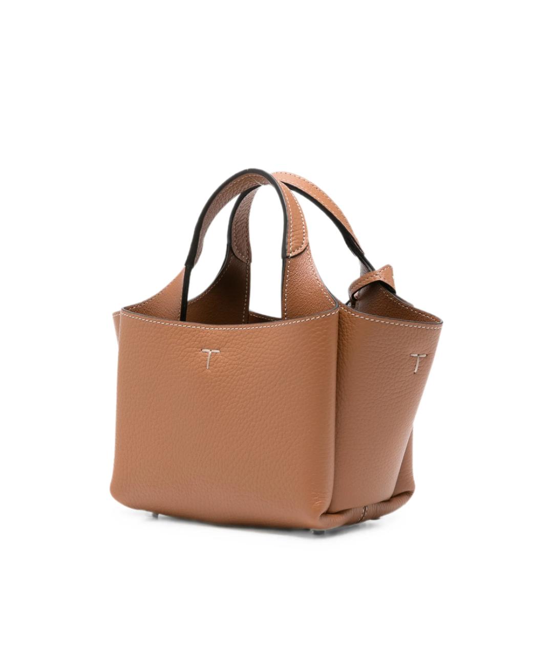 TOD'S Коричневая кожаная сумка с короткими ручками, фото 3