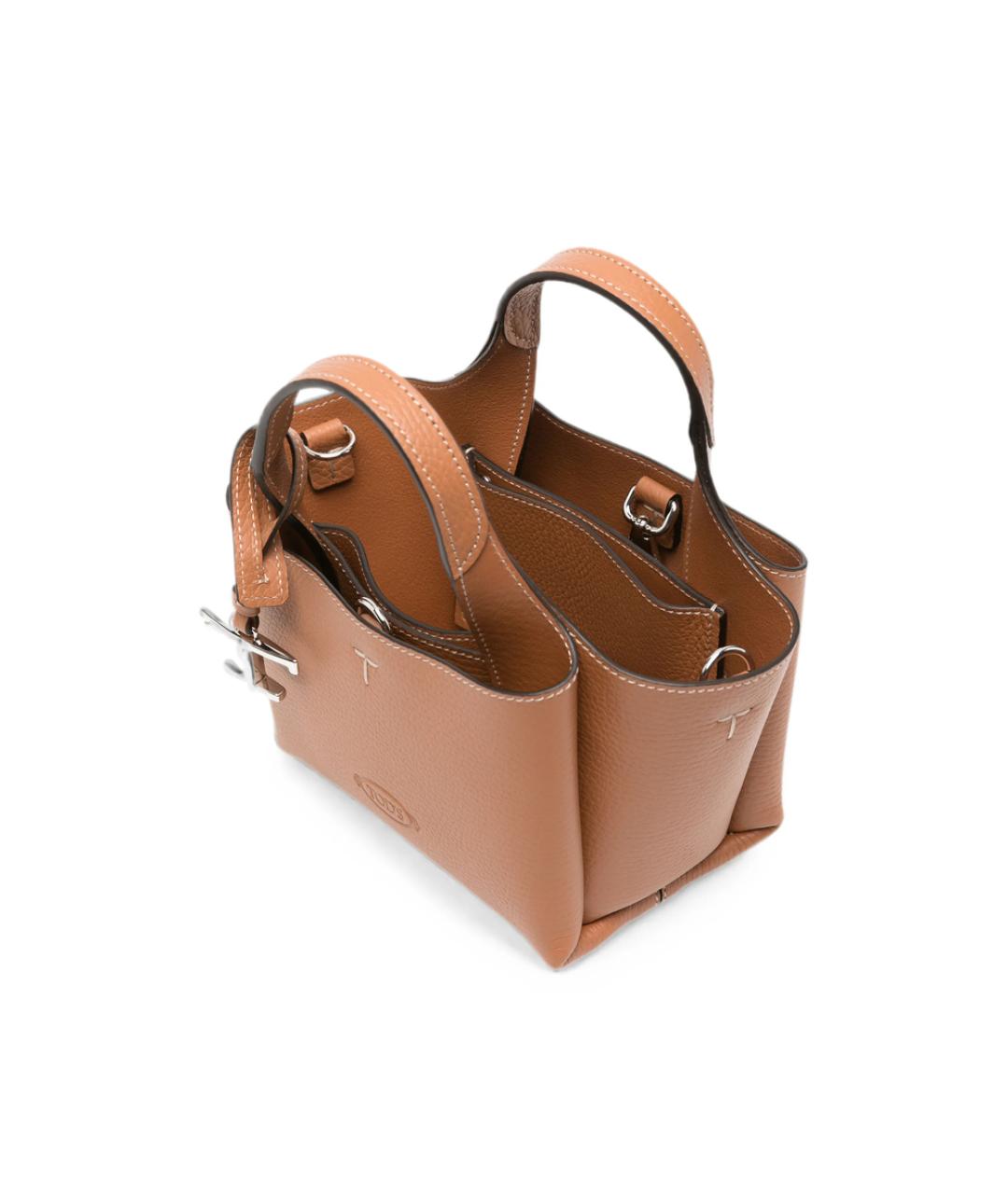 TOD'S Коричневая кожаная сумка с короткими ручками, фото 5