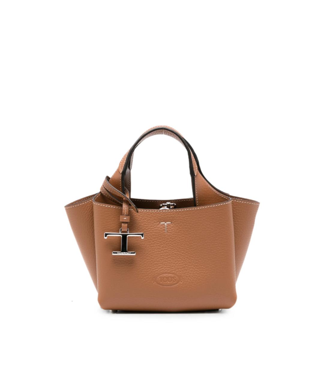 TOD'S Коричневая кожаная сумка с короткими ручками, фото 1