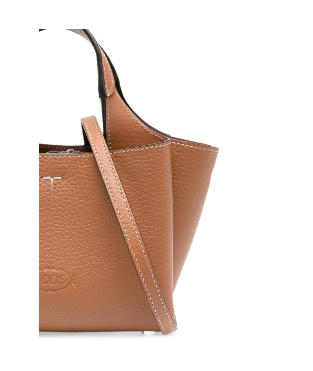 TOD'S Коричневая кожаная сумка с короткими ручками, фото 4