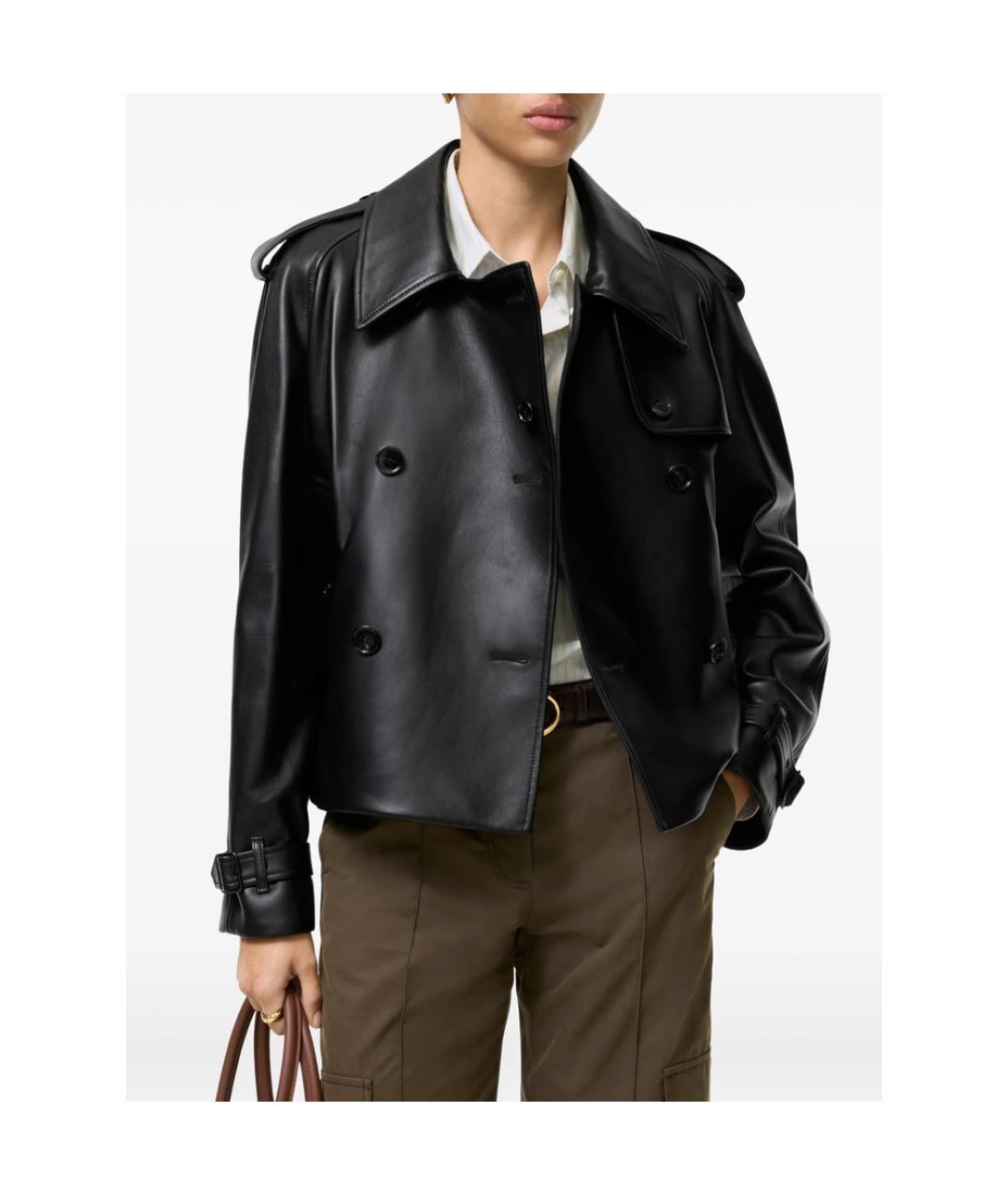 BURBERRY Черная кожаная куртка, фото 2