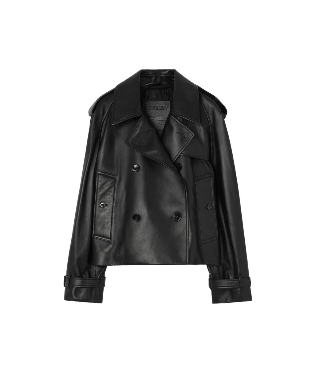 BURBERRY Черная кожаная куртка, фото 1