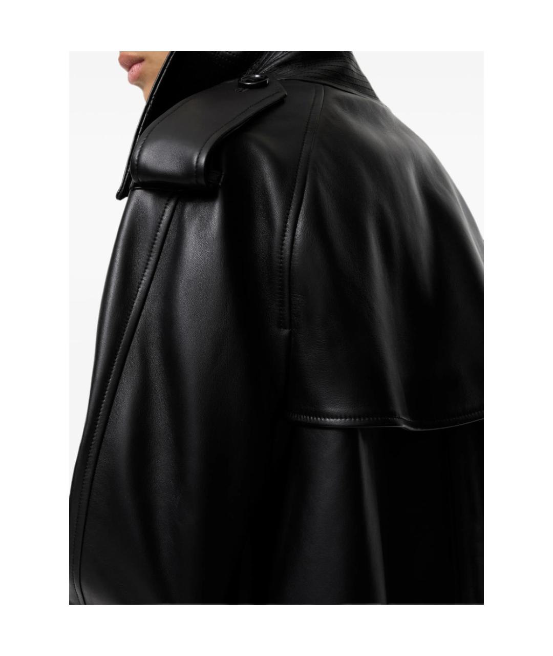 BURBERRY Черная кожаная куртка, фото 3