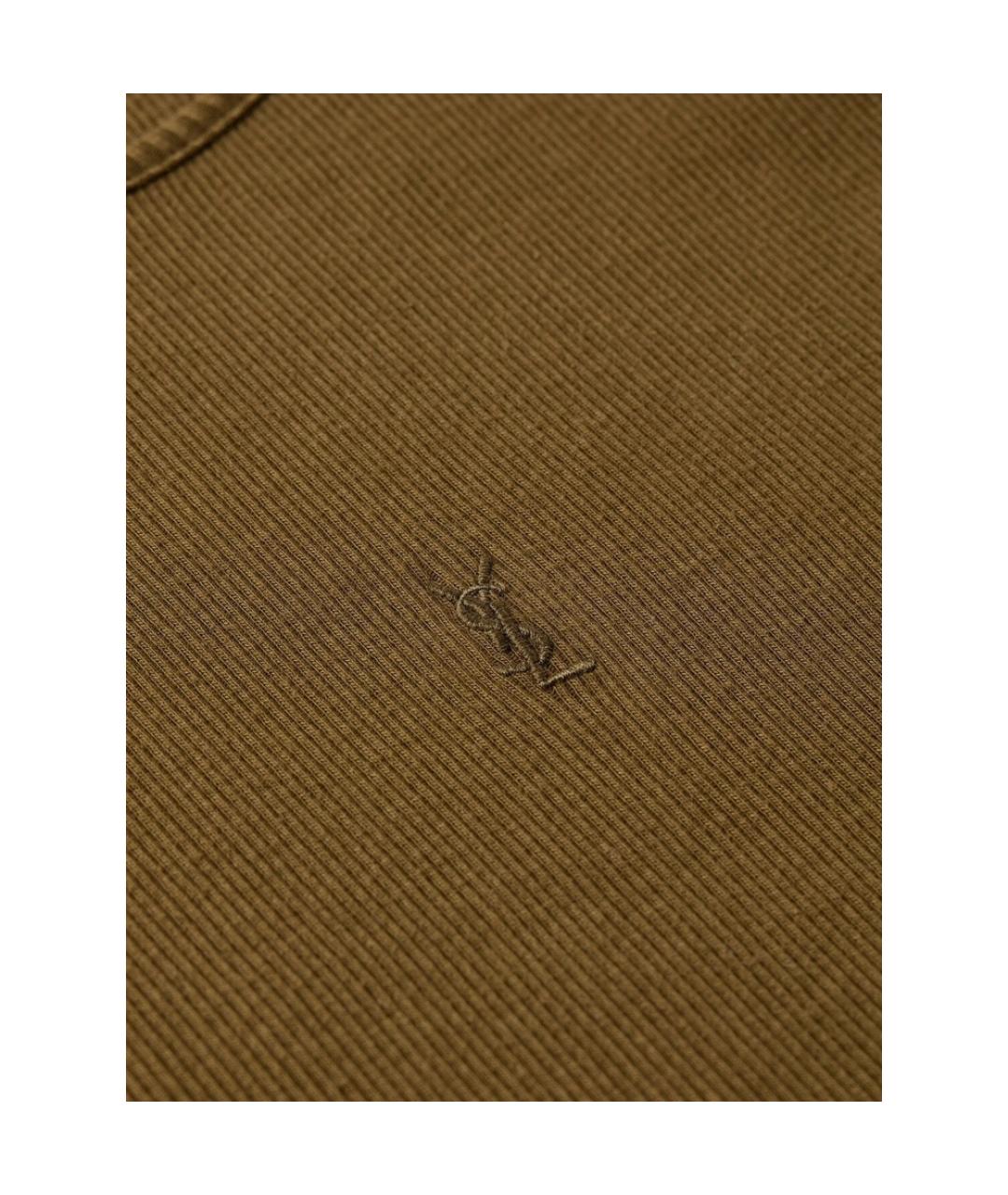 SAINT LAURENT Коричневая хлопковая майка, фото 3