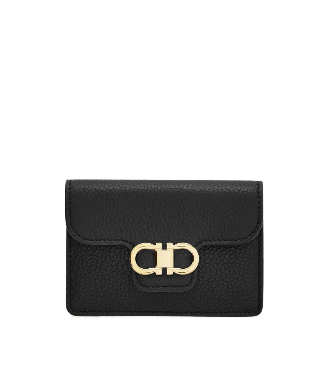 FERRAGAMO Черный кожаный кошелек, фото 1