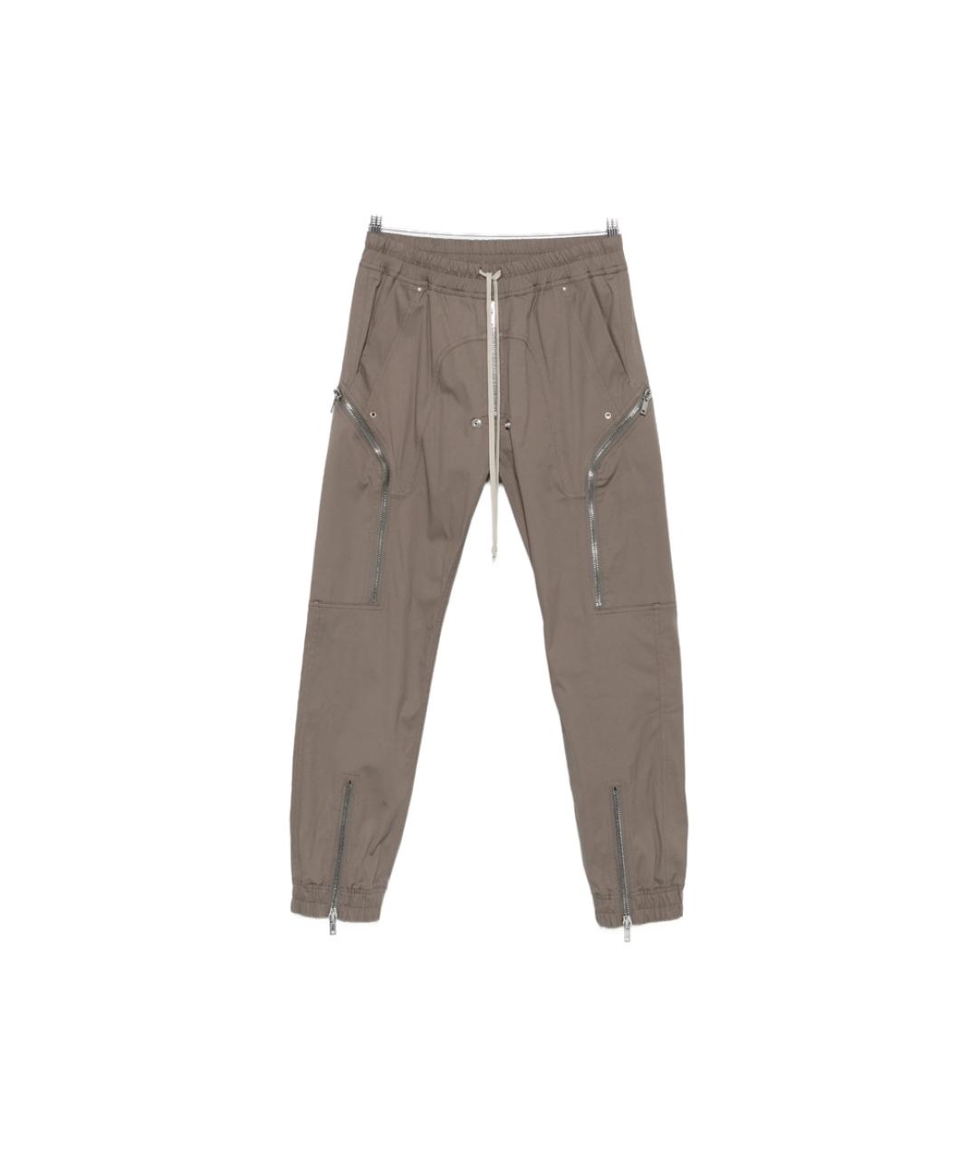 RICK OWENS Серые хлопковые повседневные брюки, фото 1