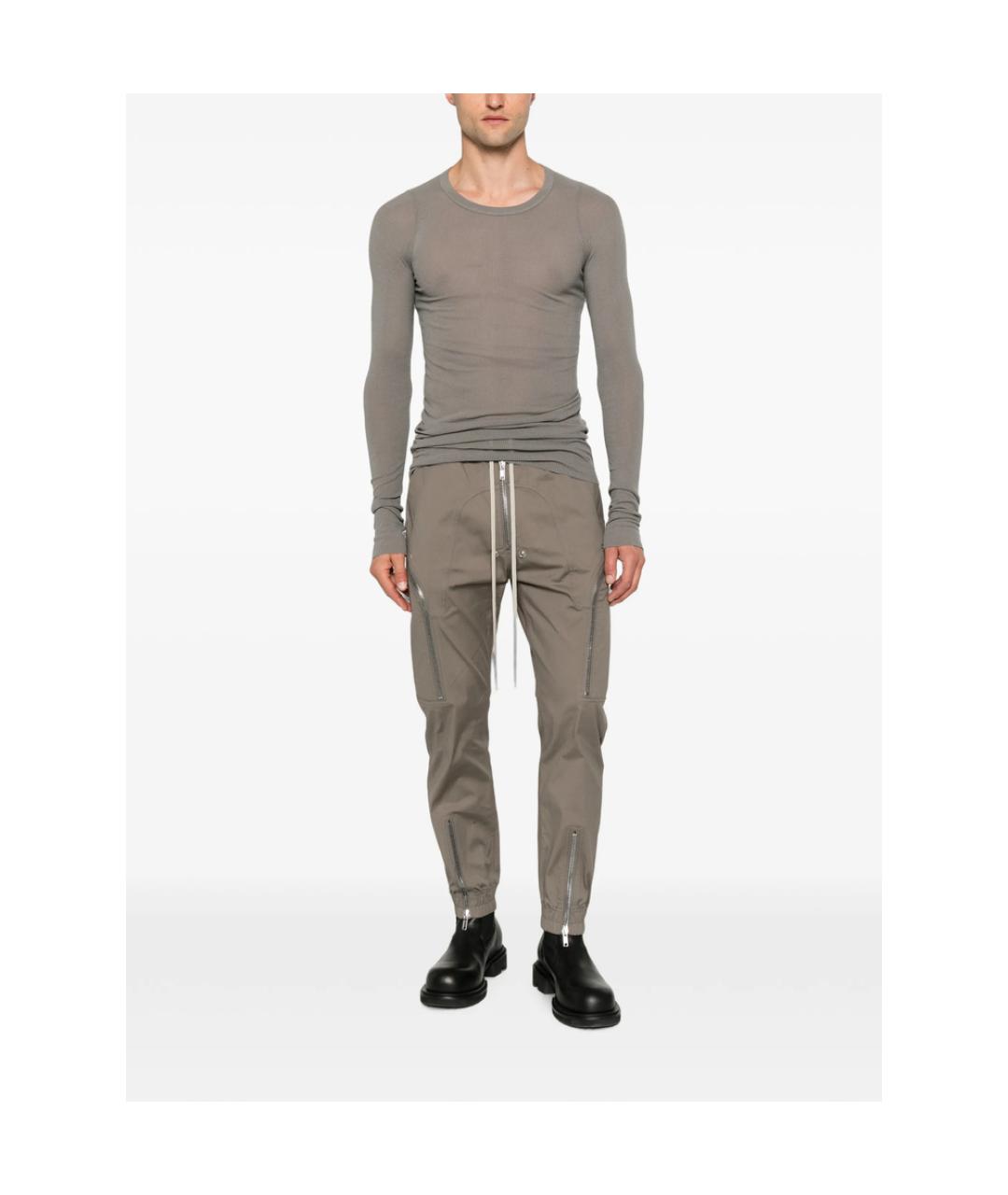 RICK OWENS Серые хлопковые повседневные брюки, фото 3