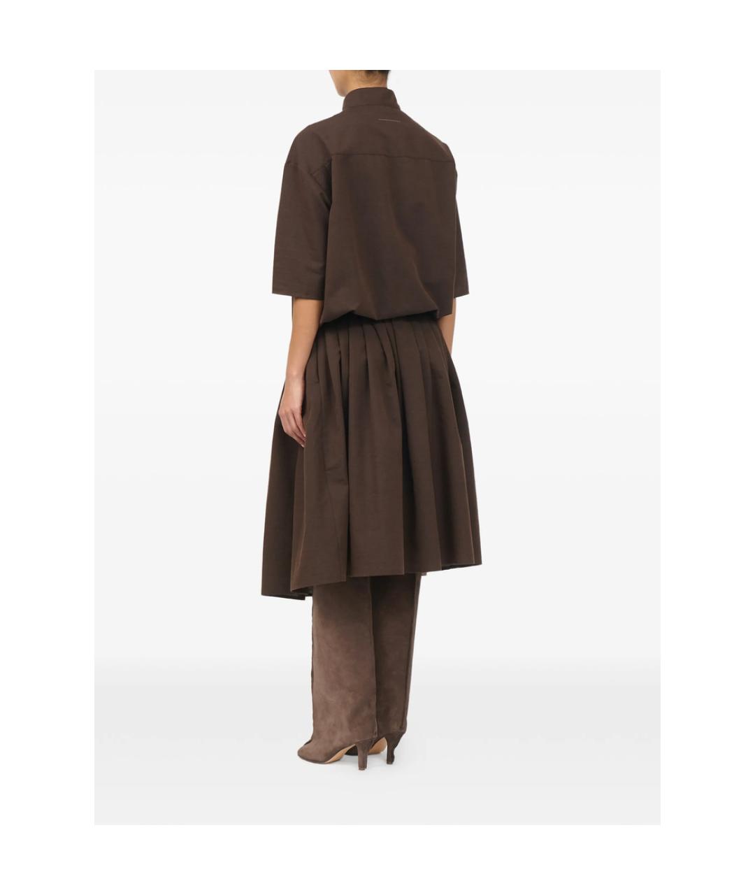 MM6 MAISON MARGIELA Коричневое хлопковое повседневное платье, фото 4
