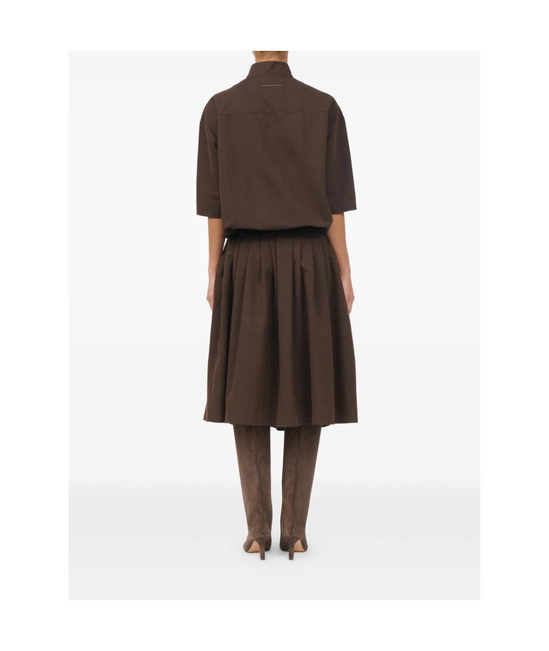 MM6 MAISON MARGIELA Коричневое хлопковое повседневное платье, фото 5