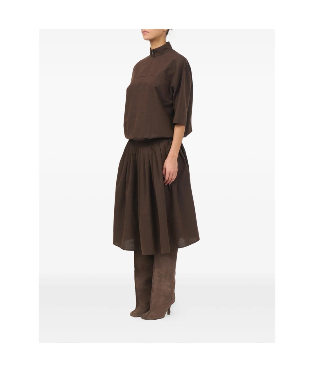 MM6 MAISON MARGIELA Коричневое хлопковое повседневное платье, фото 2