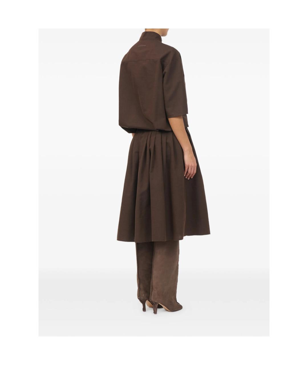 MM6 MAISON MARGIELA Коричневое хлопковое повседневное платье, фото 6