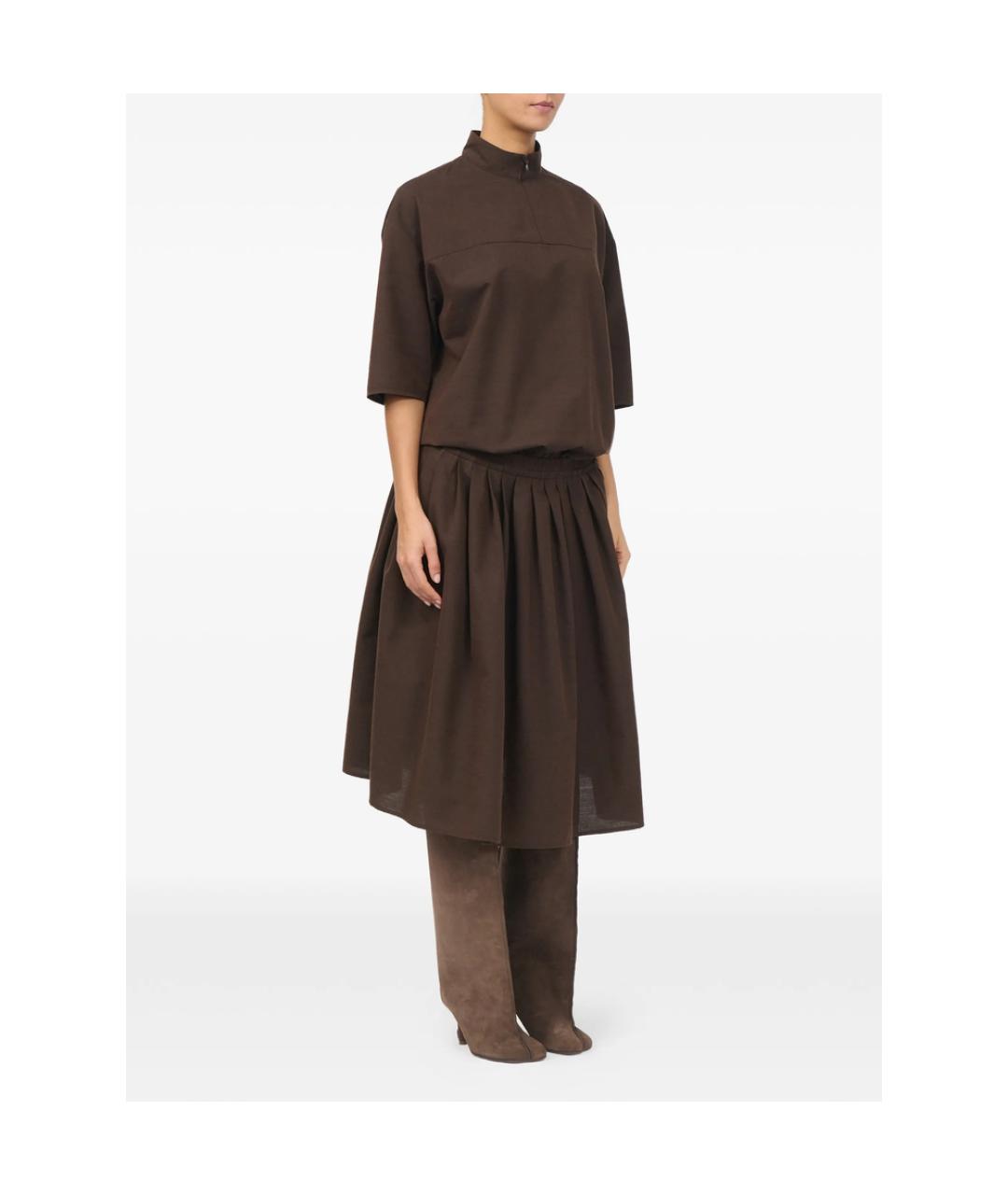 MM6 MAISON MARGIELA Коричневое хлопковое повседневное платье, фото 3