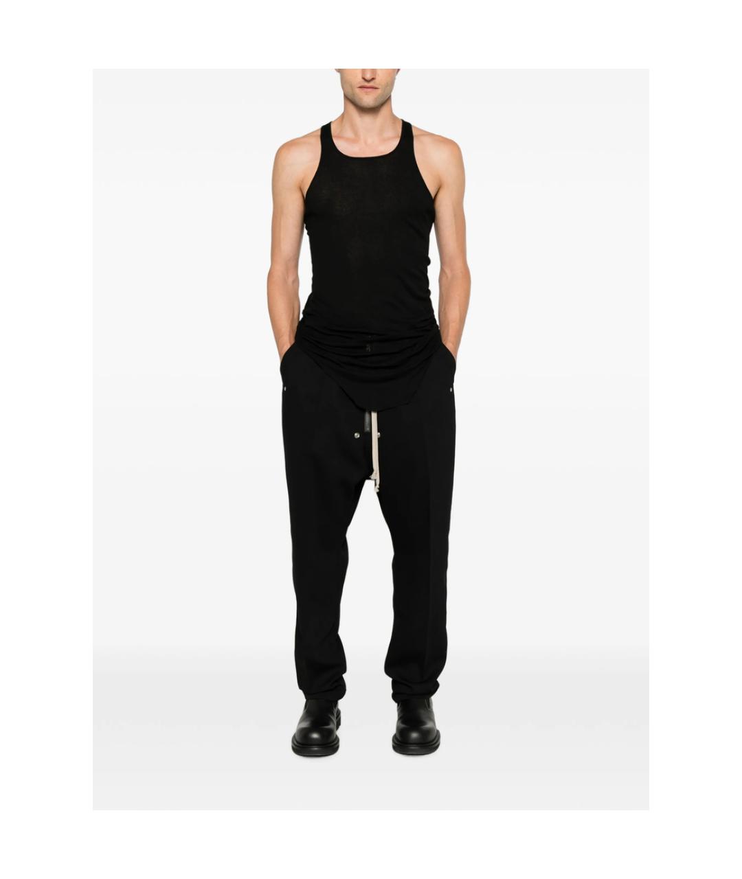 RICK OWENS Черные шерстяные повседневные брюки, фото 3